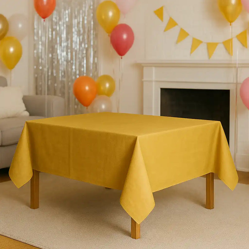 Gold Solid Reusable Plastic Table Cover, 54" x 108" Party Pieces