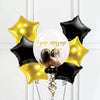 Personalised Bubble Balloon in a Box – Gold Deco 6 Extra Balloons Personalised Balloons