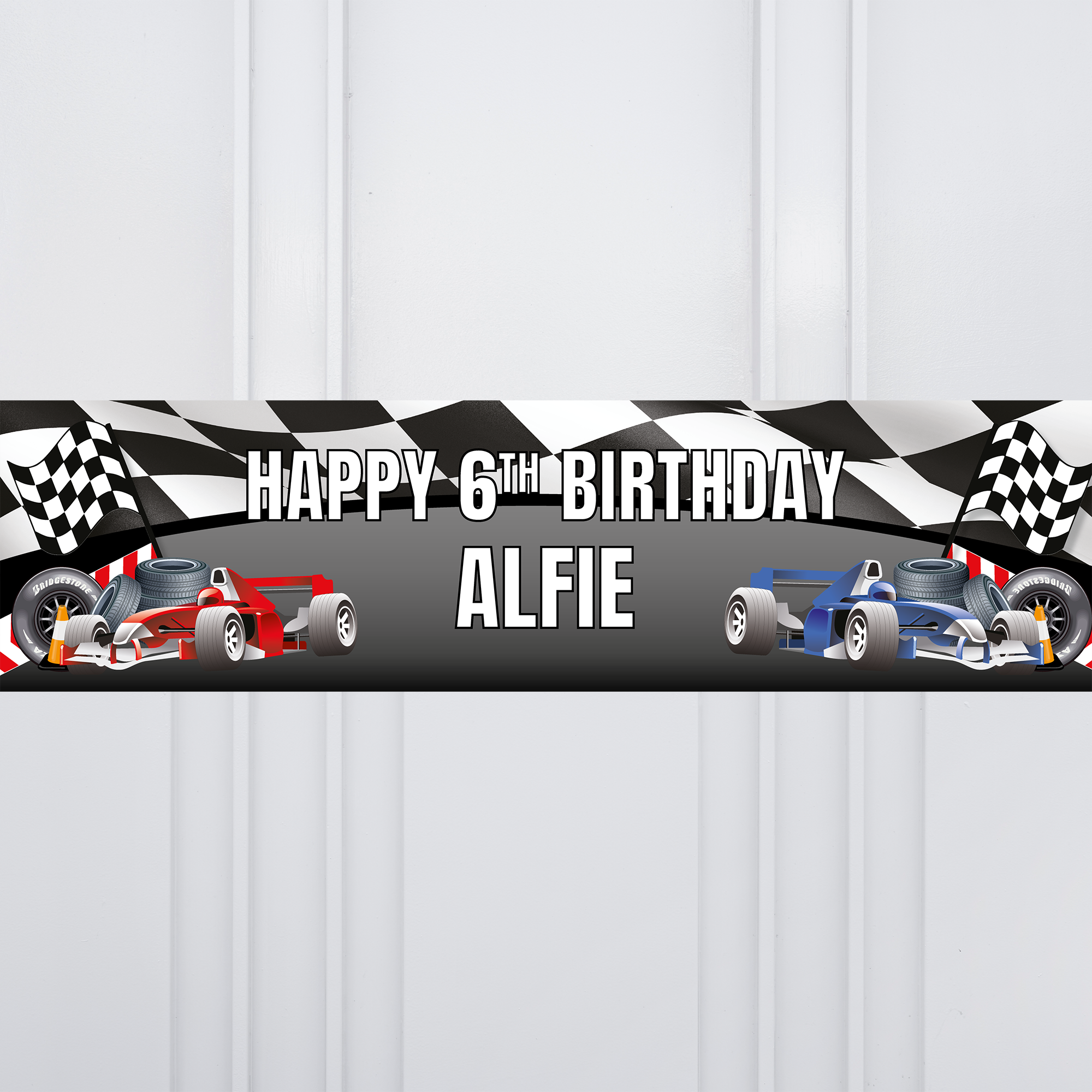 F1 Racing Car Birthday Bunting Banner – Multicolored Cardboard – Cool Party Decor