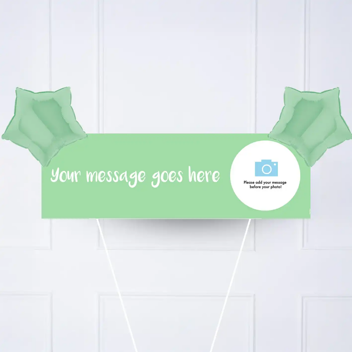 Coloured Personalised Party Banner Green 2 Balloons Personalised Banner
