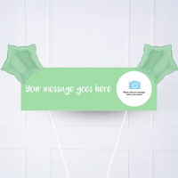 Coloured Personalised Party Banner Green 2 Balloons Personalised Banner