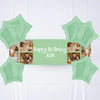 Coloured Collage Personalised Party Banner Green 6 Balloons Personalised Banner