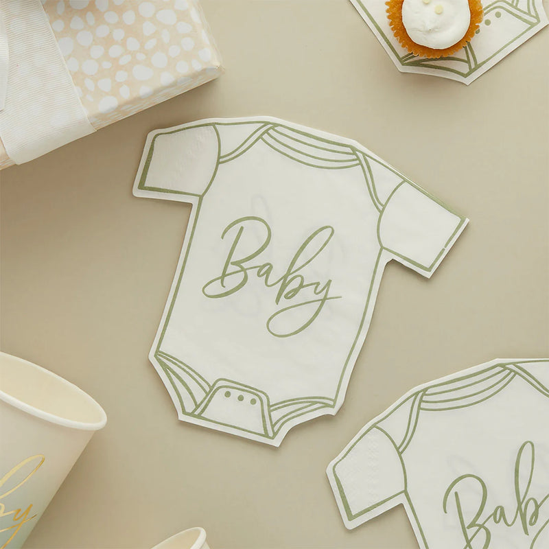 Sage Green Babygrow Paper Napkins (x16)