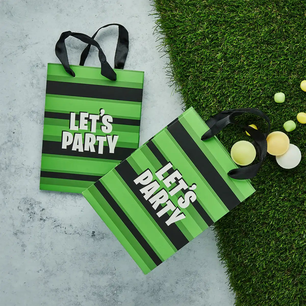 Green Stripe Football Party Bags (x5) Kids Party