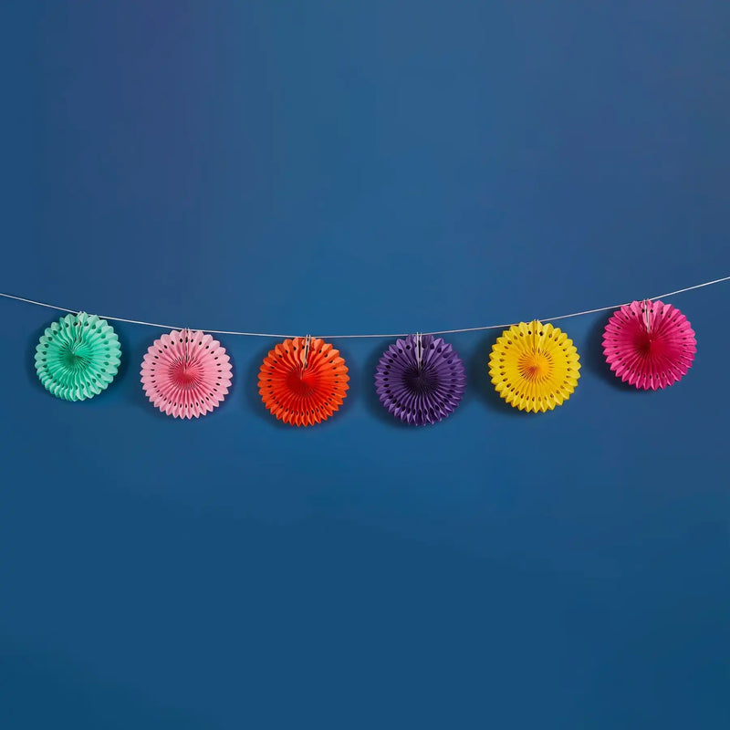Bright Coloured Paper Fan Garland (2m) Summer