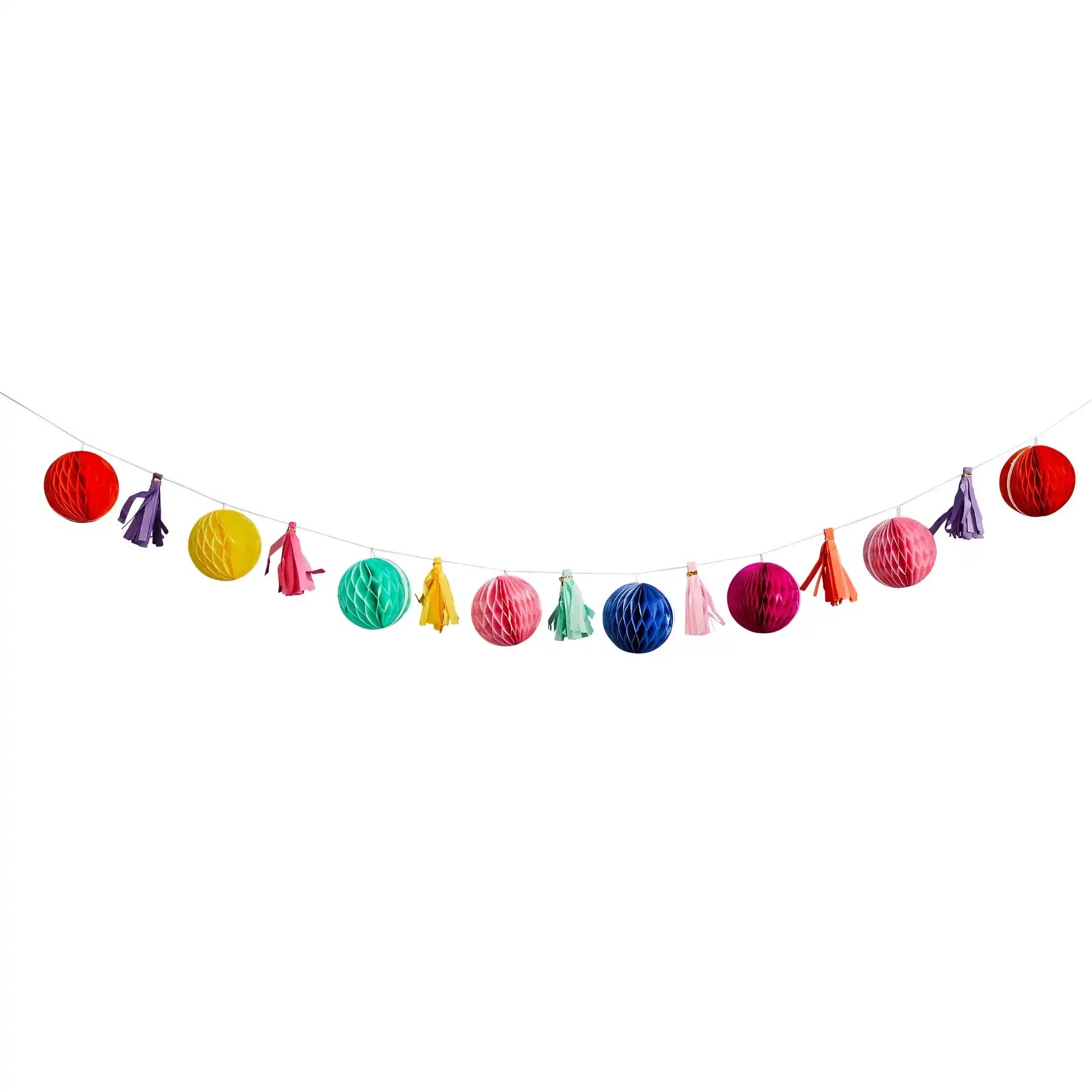 Bright Coloured Honeycomb & Tassel Garland (2m) Summer