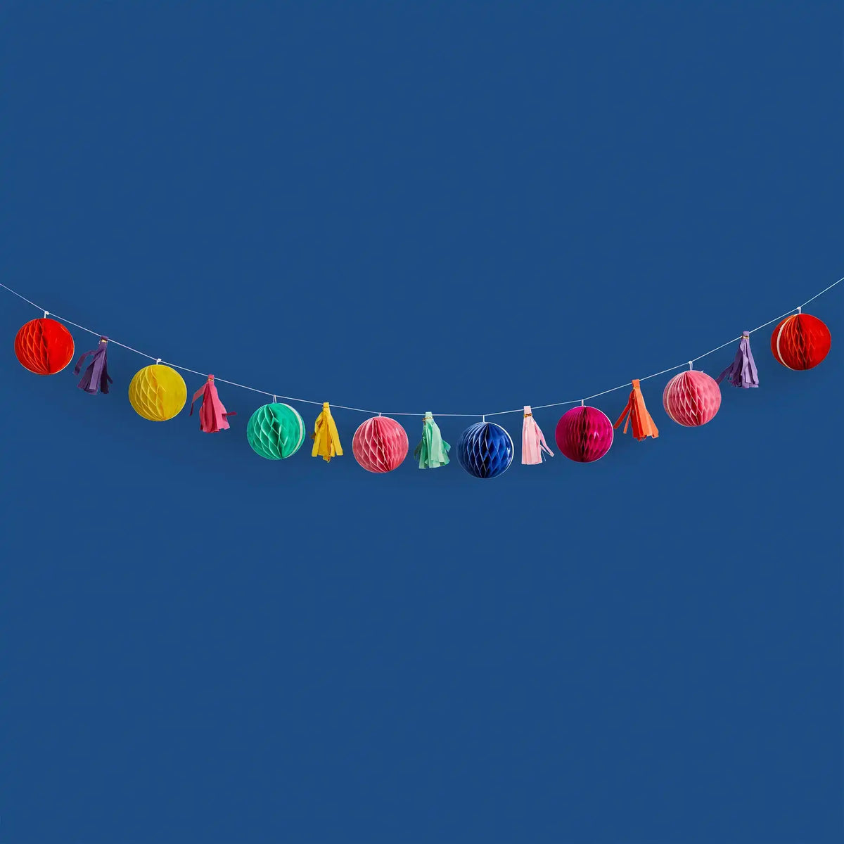Bright Coloured Honeycomb & Tassel Garland (2m) Summer