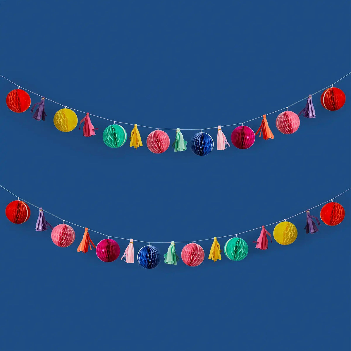 Bright Coloured Honeycomb & Tassel Garland (2m) Summer