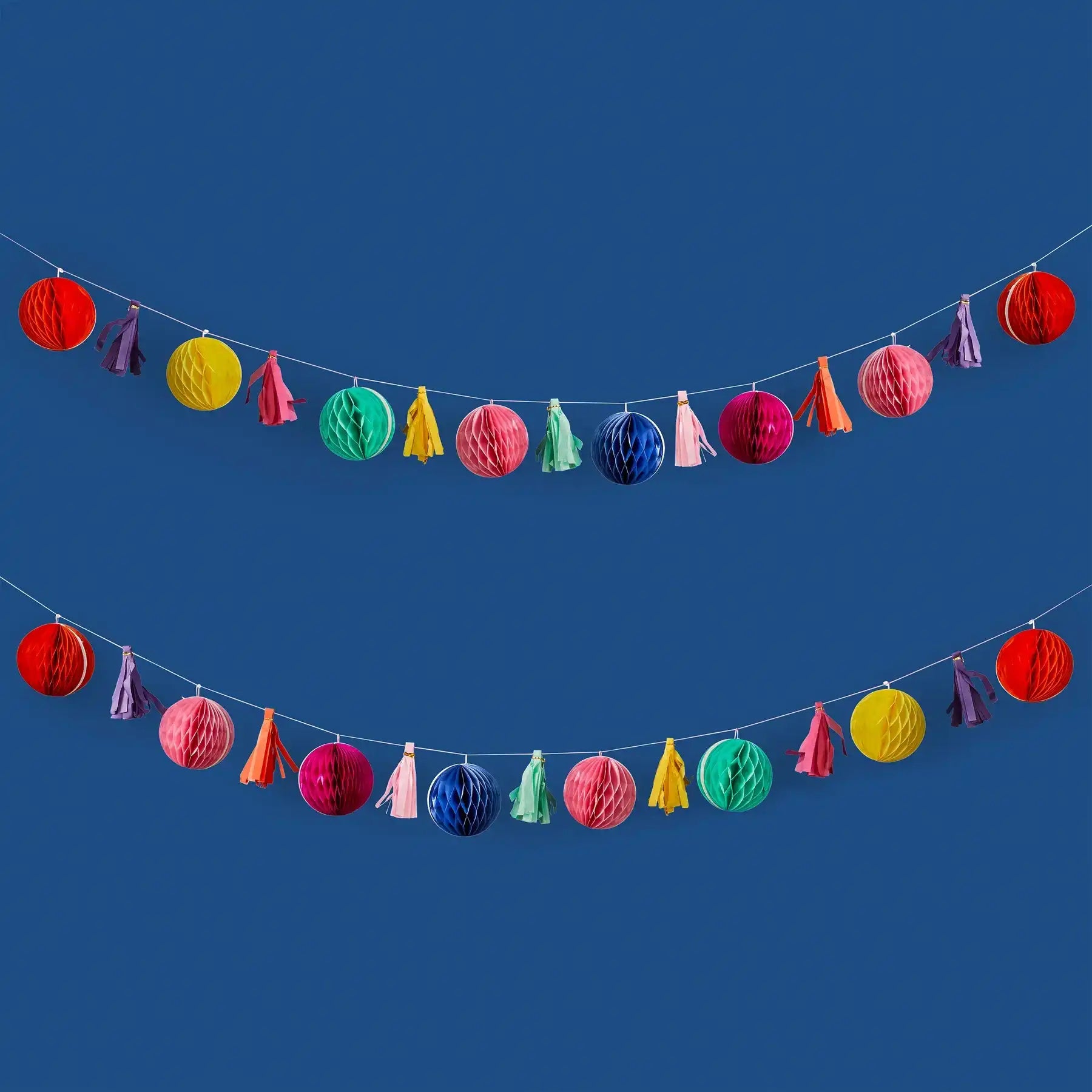 Bright Coloured Honeycomb & Tassel Garland (2m) Summer