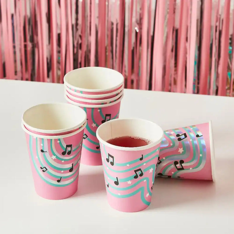 Musical Notes Paper Cups (x8) Kids Party