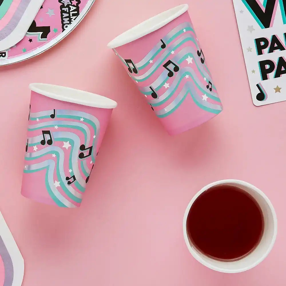 Musical Notes Paper Cups (x8) Kids Party