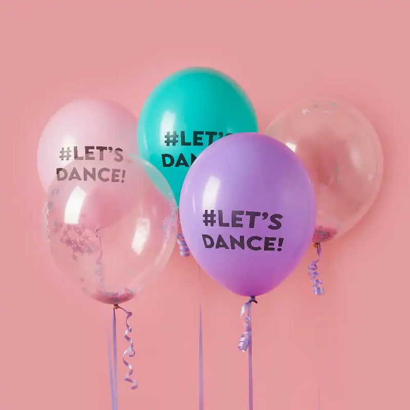 Let's Dance Confetti Filled 12" Latex Balloons (x5) Kids Party