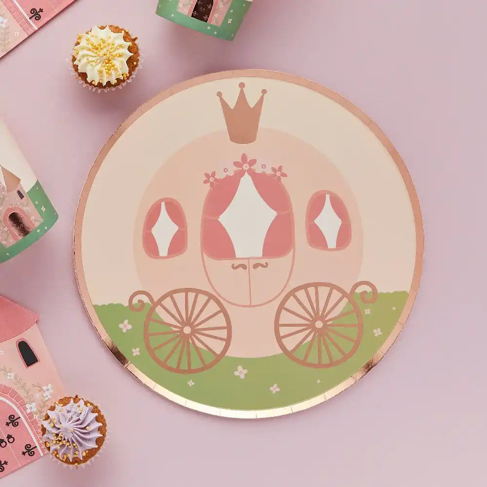 Princess Carriage Paper Plates (x8) Kids Party
