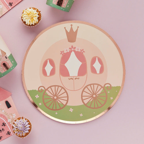 Princess Carriage Paper Plates (x8)
