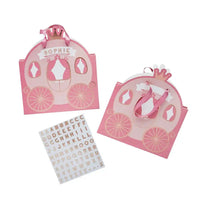 Princess Carriage Party Bags with Personalised Sticker Sheets (x4) Kids Party