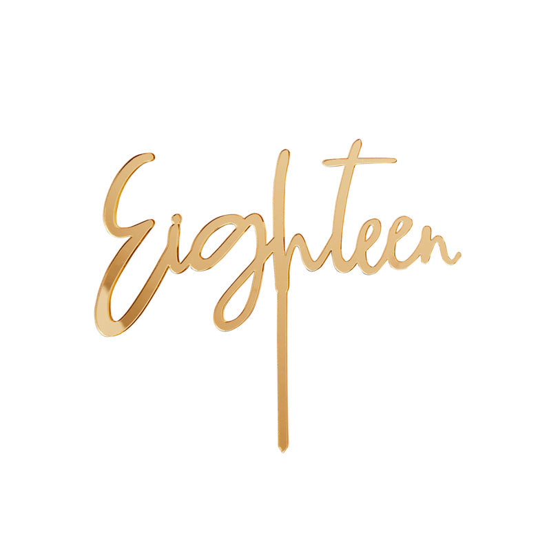 Gold Acrylic 'Eighteen' Cake Topper Milestone