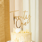 Gold Acrylic 'Twenty One' Cake Topper