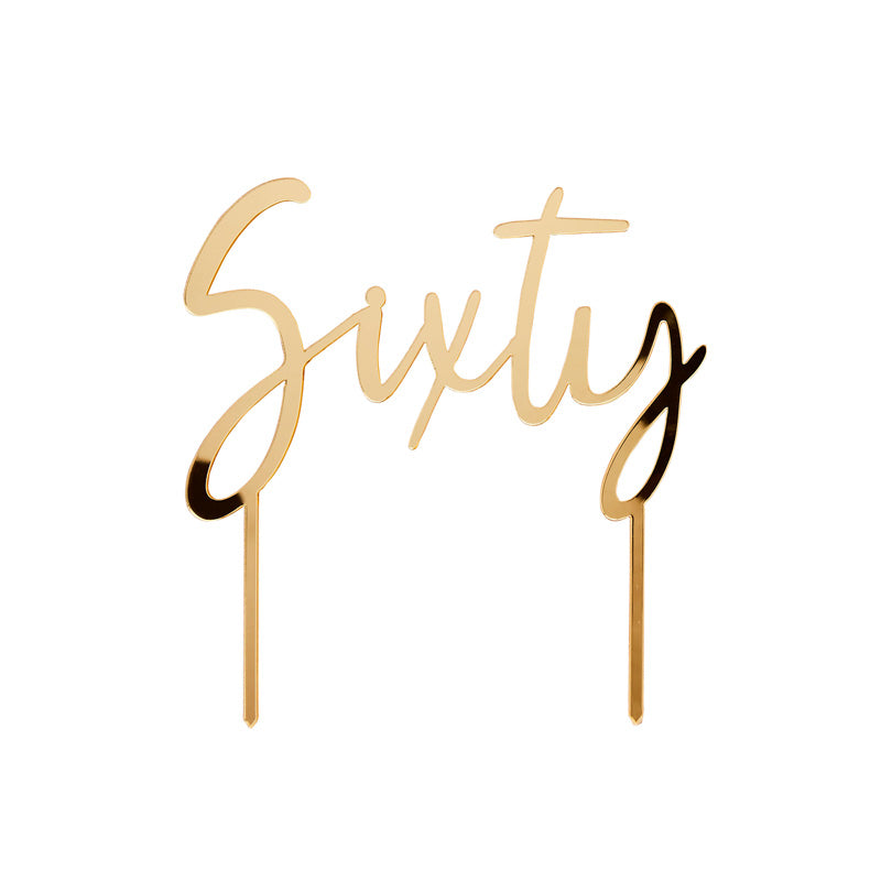 Gold Acrylic 'Sixty' Cake Topper Milestone