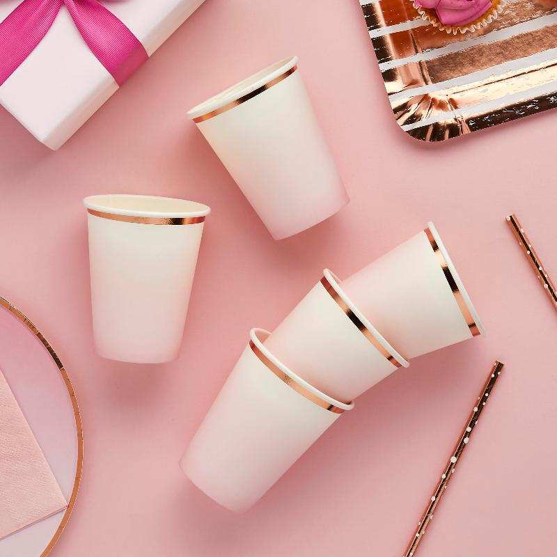 Rose Gold & Pink Ombre Paper Cups (x8) General Party