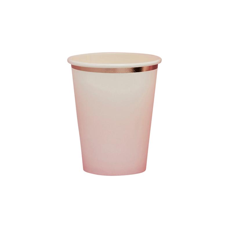 Rose Gold & Pink Ombre Paper Cups (x8)