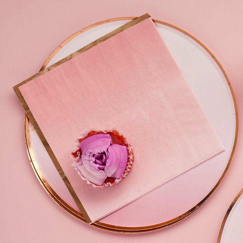Rose Gold & Pink Ombre Paper Napkins (x16) General Party