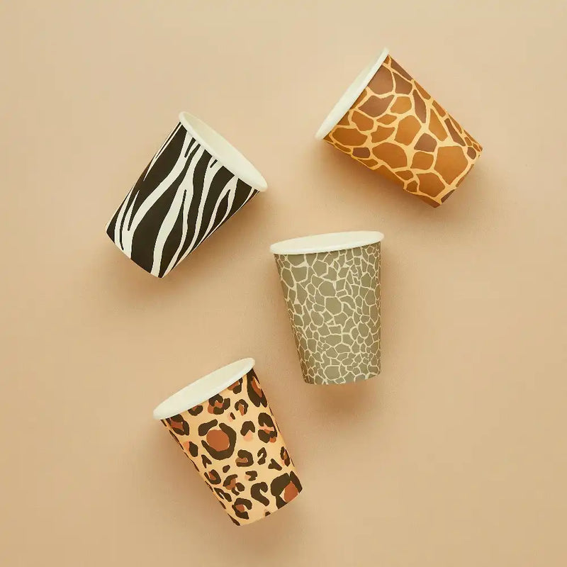 Safari Animal Print Paper Cups (x8) | Animal Party Supplies | Party Pieces