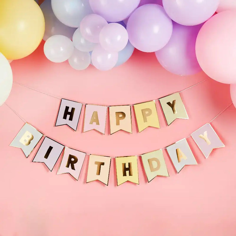 Pastel 'Happy Birthday' Flag Banner (3m) General Party