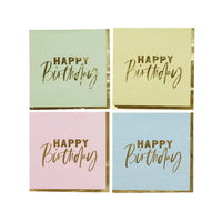 Pastel 'Happy Birthday' Paper Napkins (x16) General Party