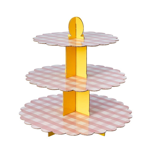 Pink Gingham Cake Stand