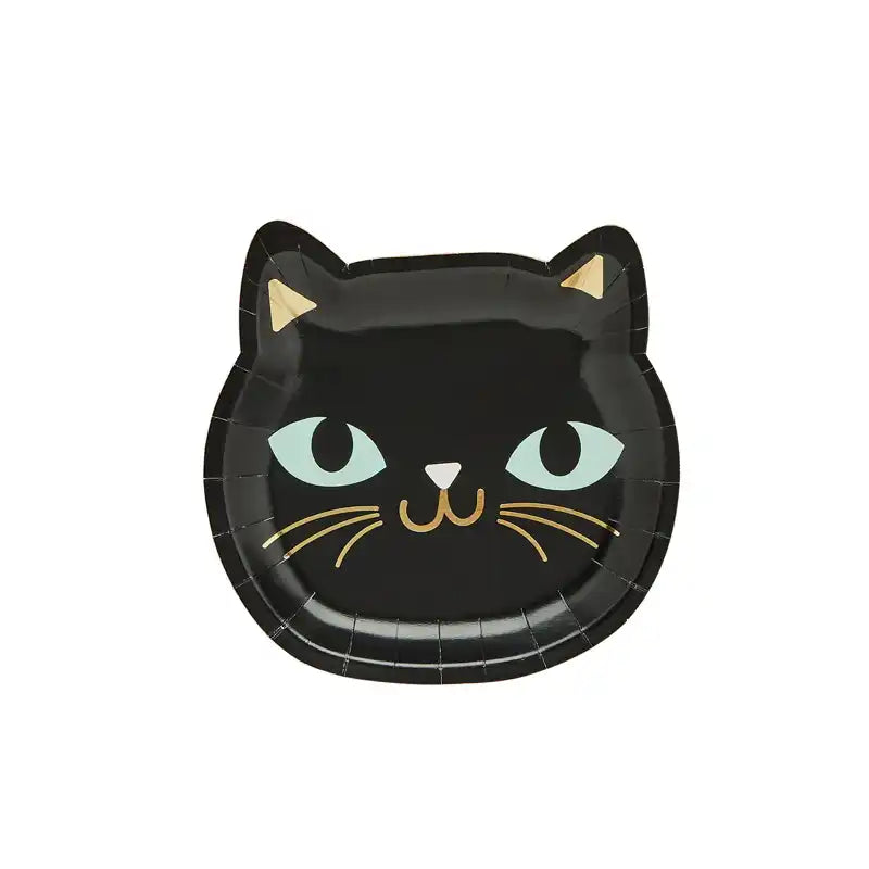 Black Cat Halloween Party Plates (x8) Halloween 2024