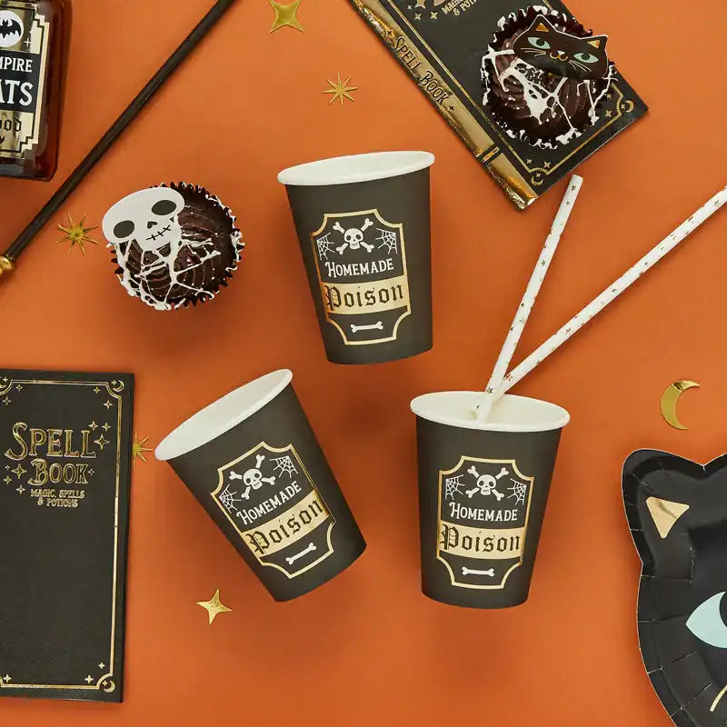 Homemade Poison' Paper Cups (x8) Halloween 2024