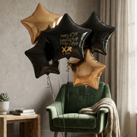 Personalised Hand-drawn balloons - Black and Gold Star Bundle Personalised Balloons