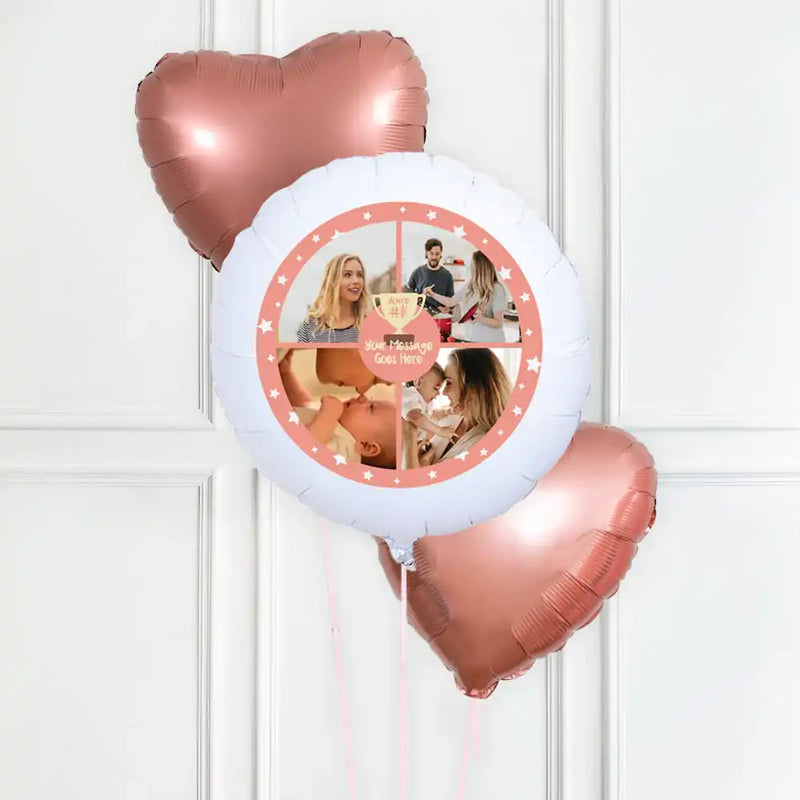 Personalised Mother's Day Photo Balloon & Rose Gold Bunch 2 Personalised Balloons