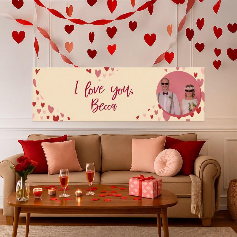 Heart Confetti Personalised Party Banner Personalised Banner