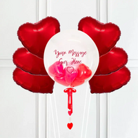 Personalised Heart Filled Bubble Balloon in a Box – Mini Balloons 6 Heart Balloons Personalised Balloons