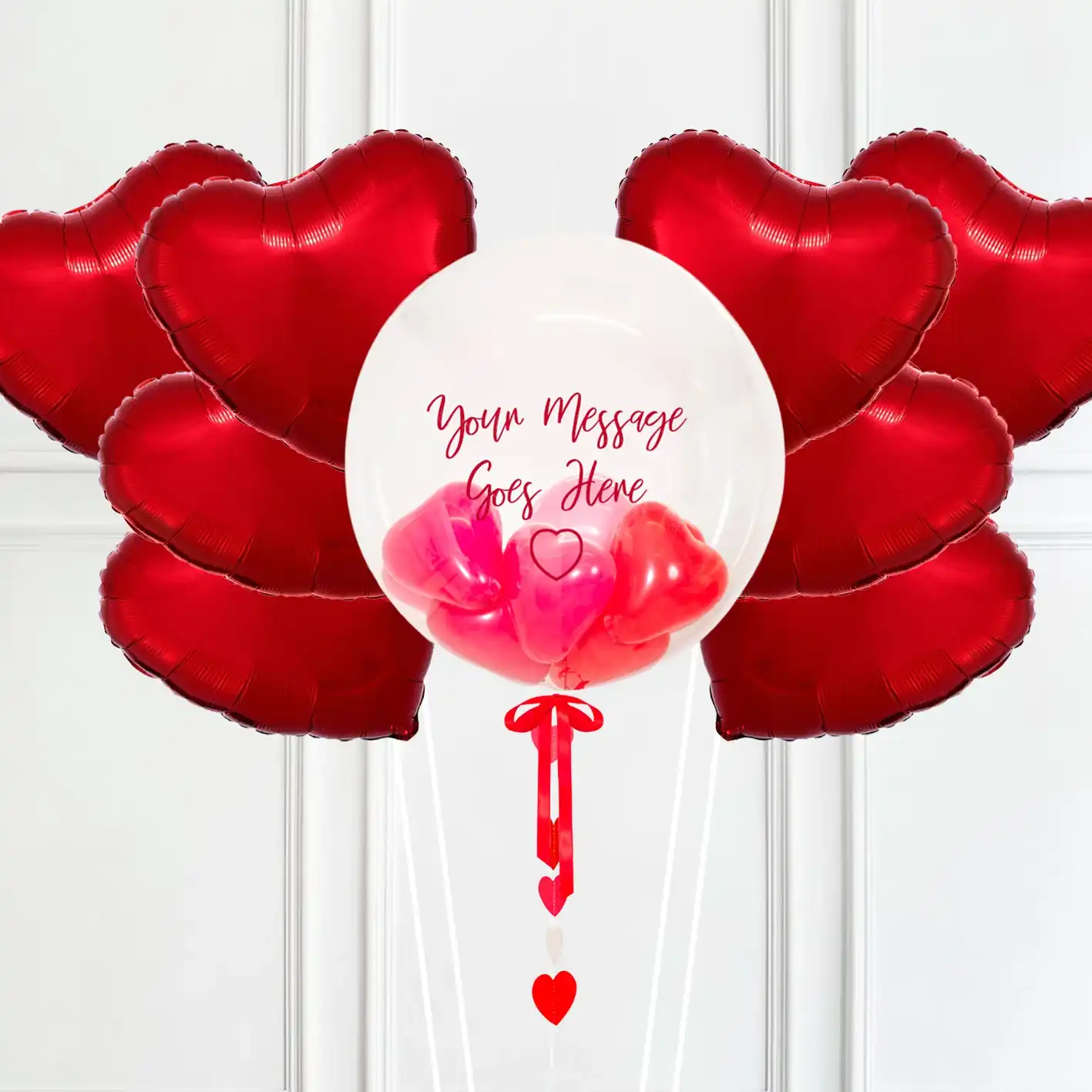 Personalised Heart Filled Bubble Balloon in a Box – Mini Balloons 8 Hear Balloons Personalised Balloons