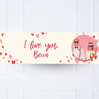Heart Confetti Personalised Party Banner Photo and Message None Personalised Banner