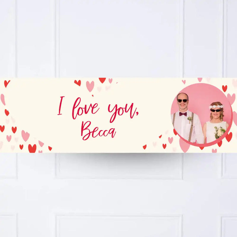 Heart Confetti Personalised Party Banner Photo and Message None Personalised Banner