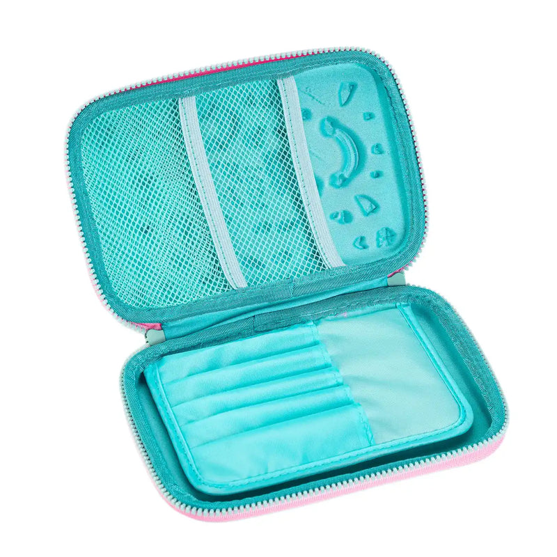 Turquoise Blue Unicorns & Rainbows Hardtop Pencil Case Own Brand