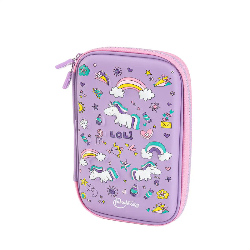 Lilac Unicorns & Rainbows Hardtop Pencil Case Own Brand