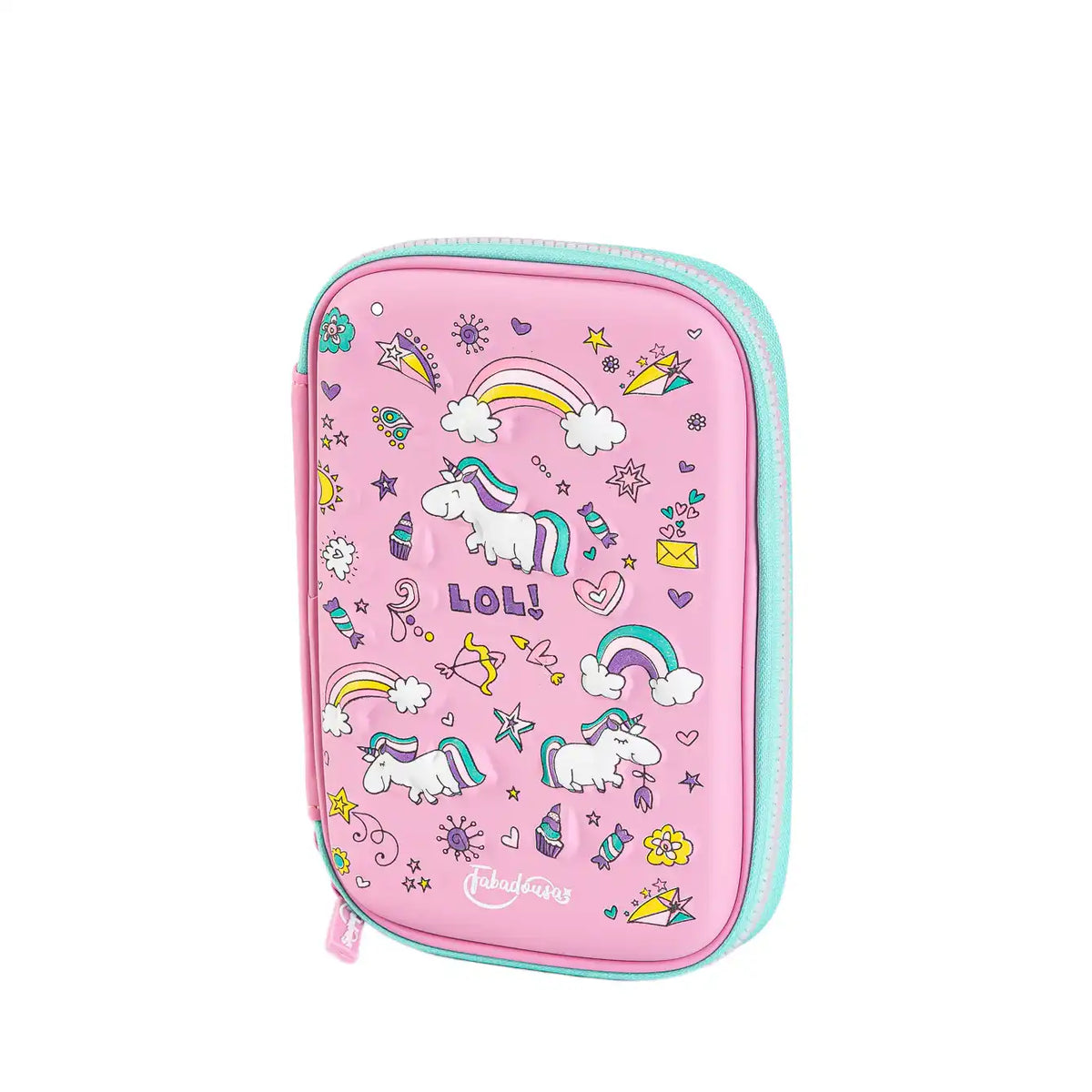 Pink Unicorns & Rainbows Hardtop Pencil Case Own Brand