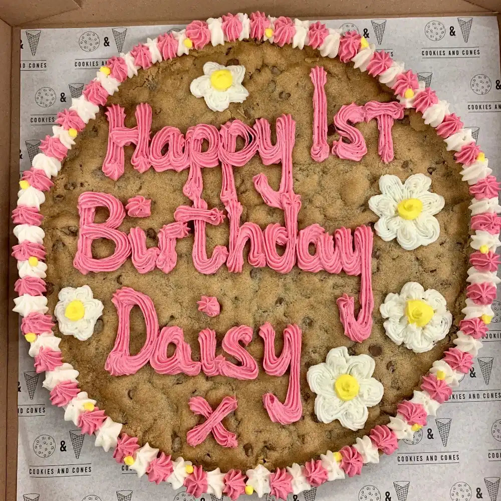 Giant Personalised Cookie Pink & White Cookies & Cones