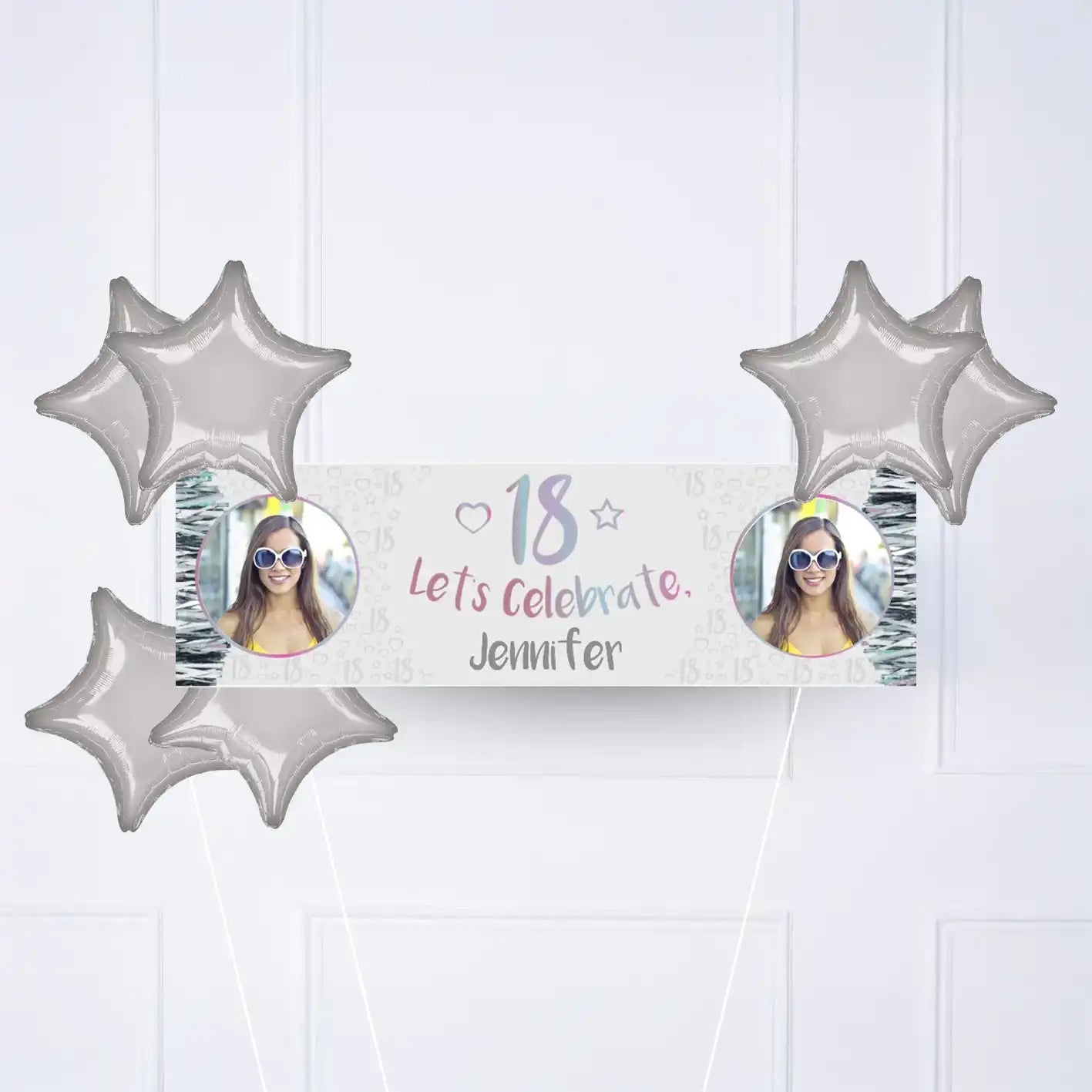Iridescent 18th Personalised Party Banner Yes 6 Balloons Personalised Banner