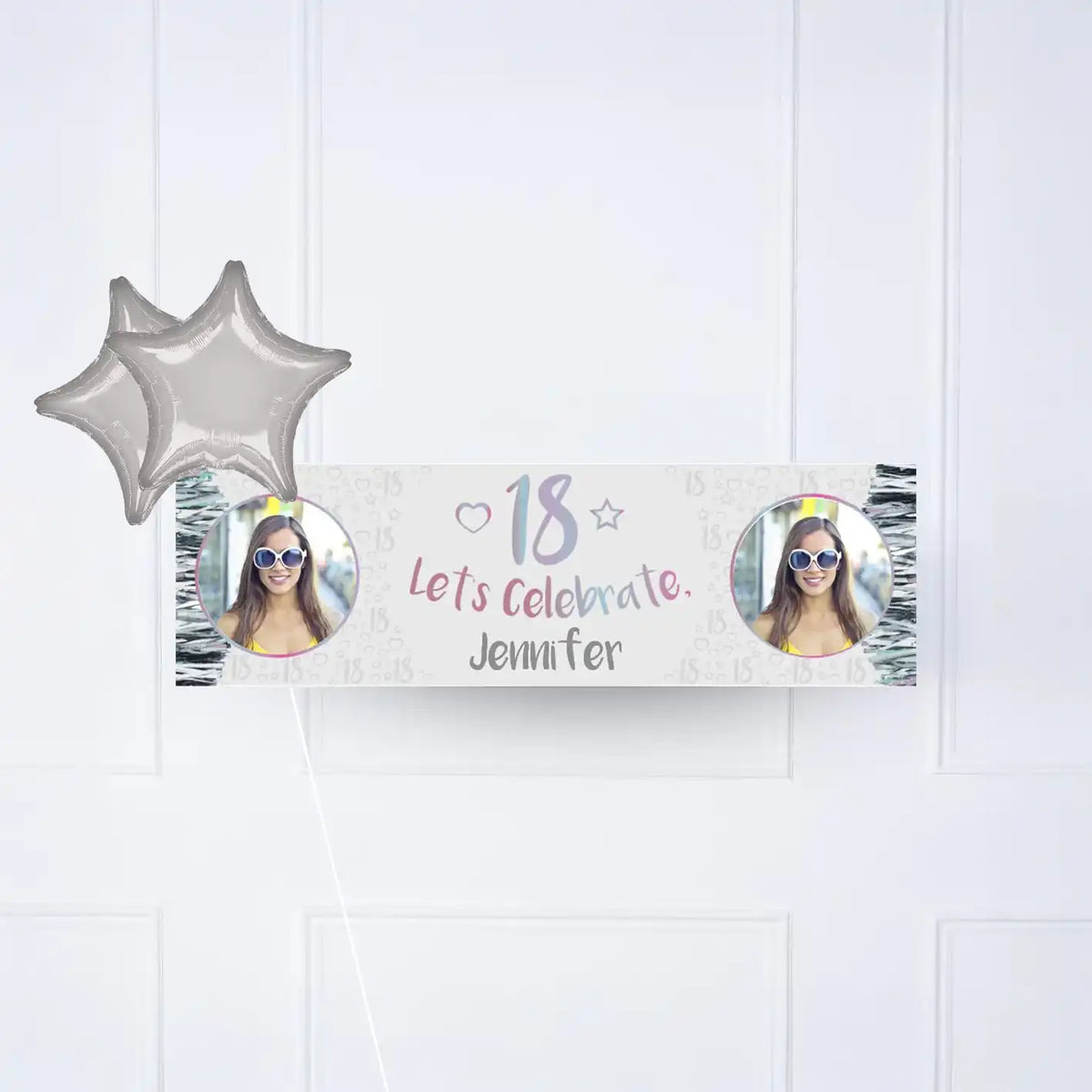 Iridescent 18th Personalised Party Banner Yes 2 Balloons Personalised Banner
