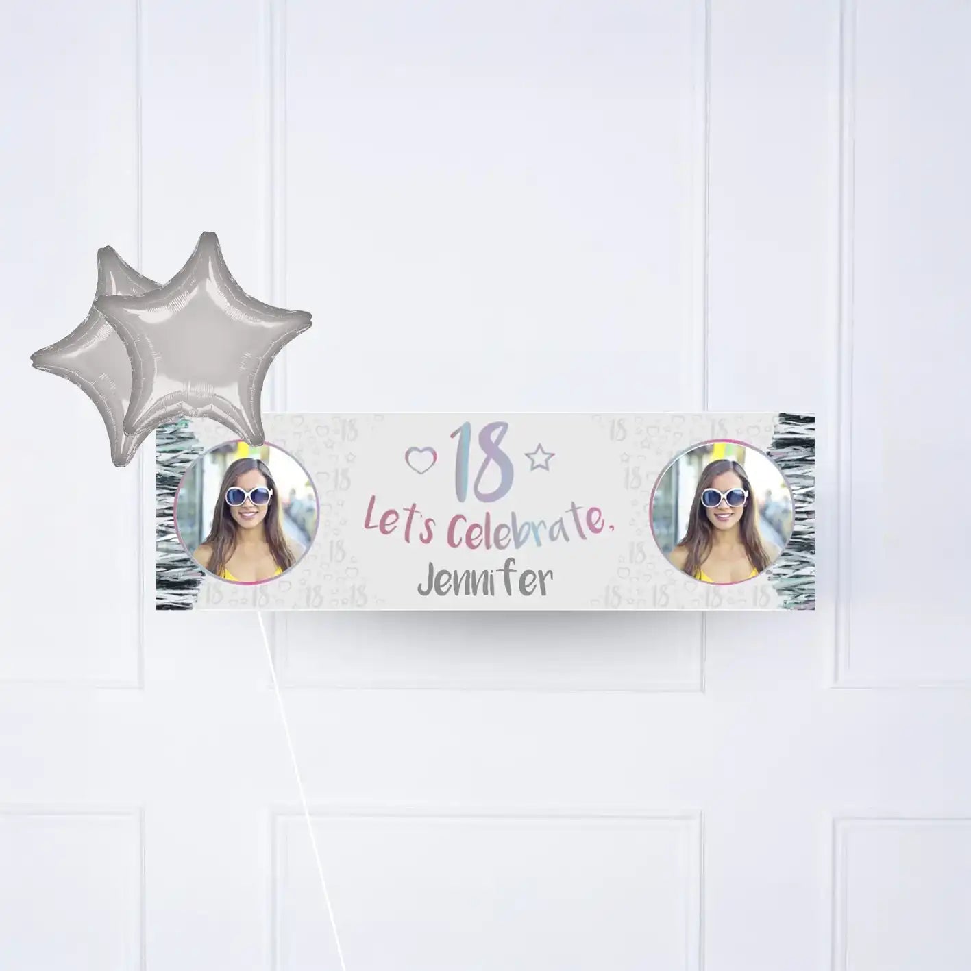 Iridescent 18th Personalised Party Banner Yes 2 Balloons Personalised Banner