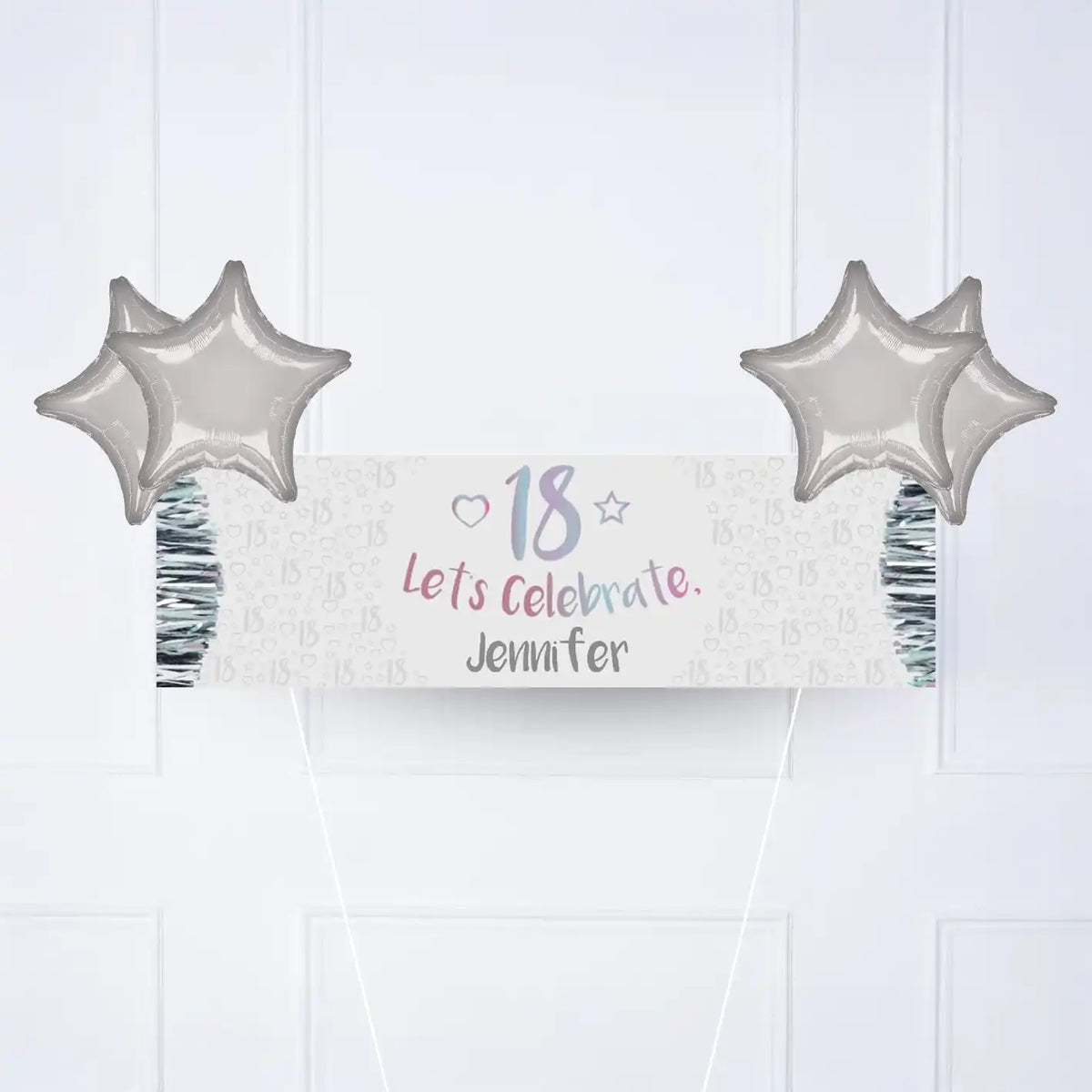 Iridescent 18th Personalised Party Banner No 4 Balloons Personalised Banner