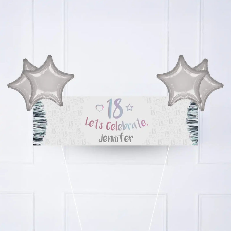 Iridescent 18th Personalised Party Banner No 4 Balloons Personalised Banner
