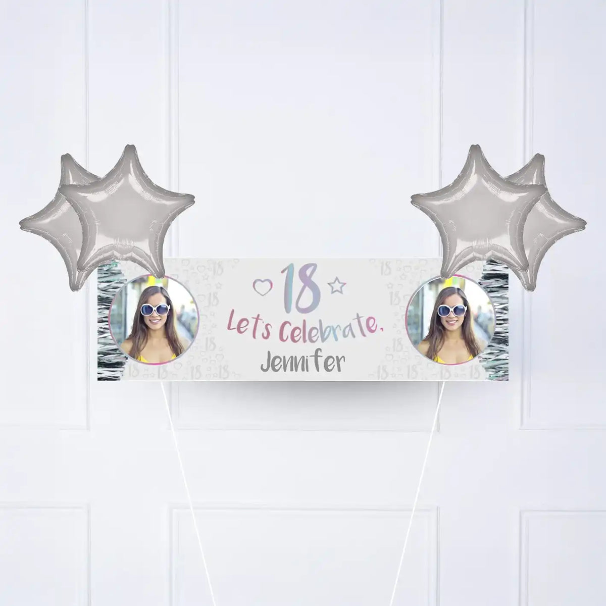 Iridescent 18th Personalised Party Banner Yes 4 Balloons Personalised Banner