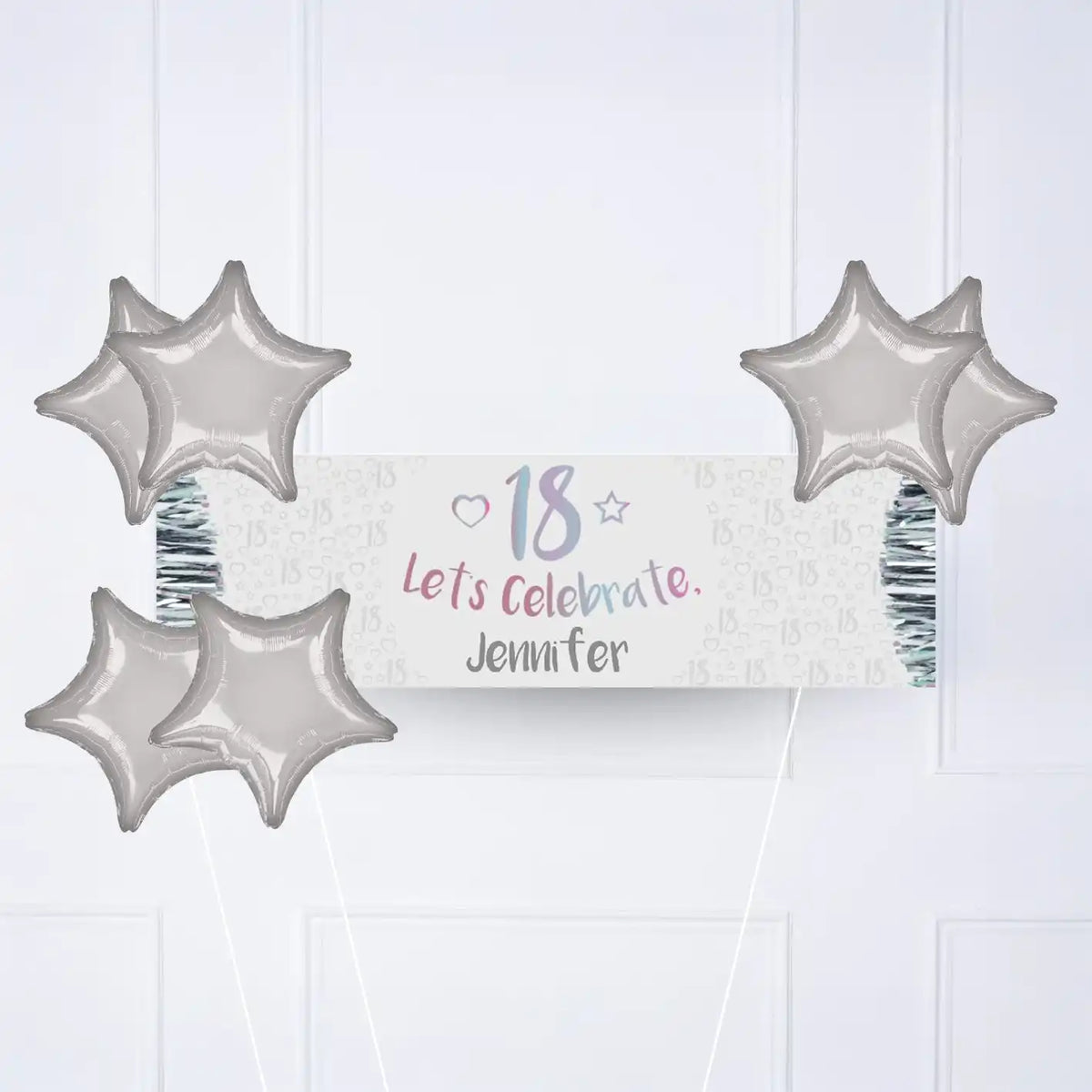 Iridescent 18th Personalised Party Banner No 6 Balloons Personalised Banner