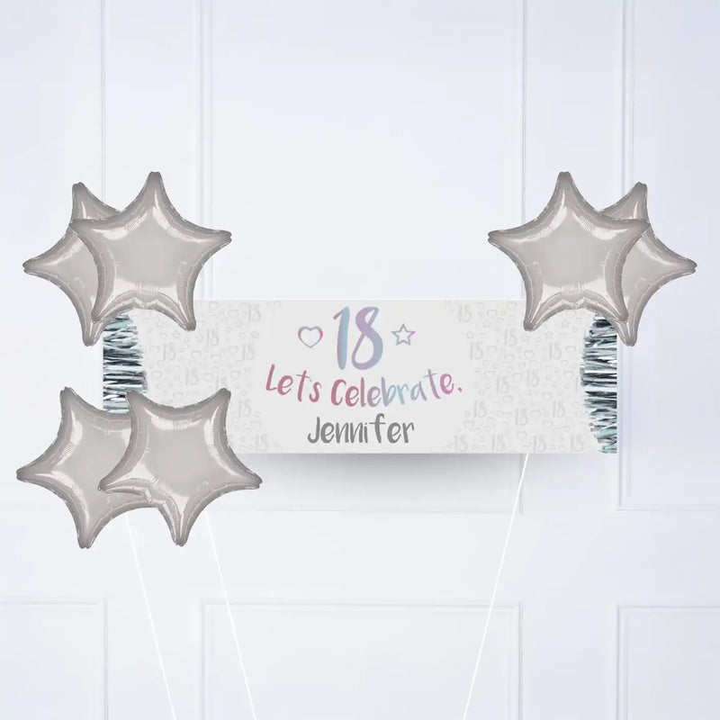 Iridescent 18th Personalised Party Banner No 6 Balloons Personalised Banner